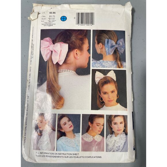 Butterick 5754 Vintage Pattern 12 Great Collars Cuffs Bows Craft Sewing UNCUT - Picture 3 of 6